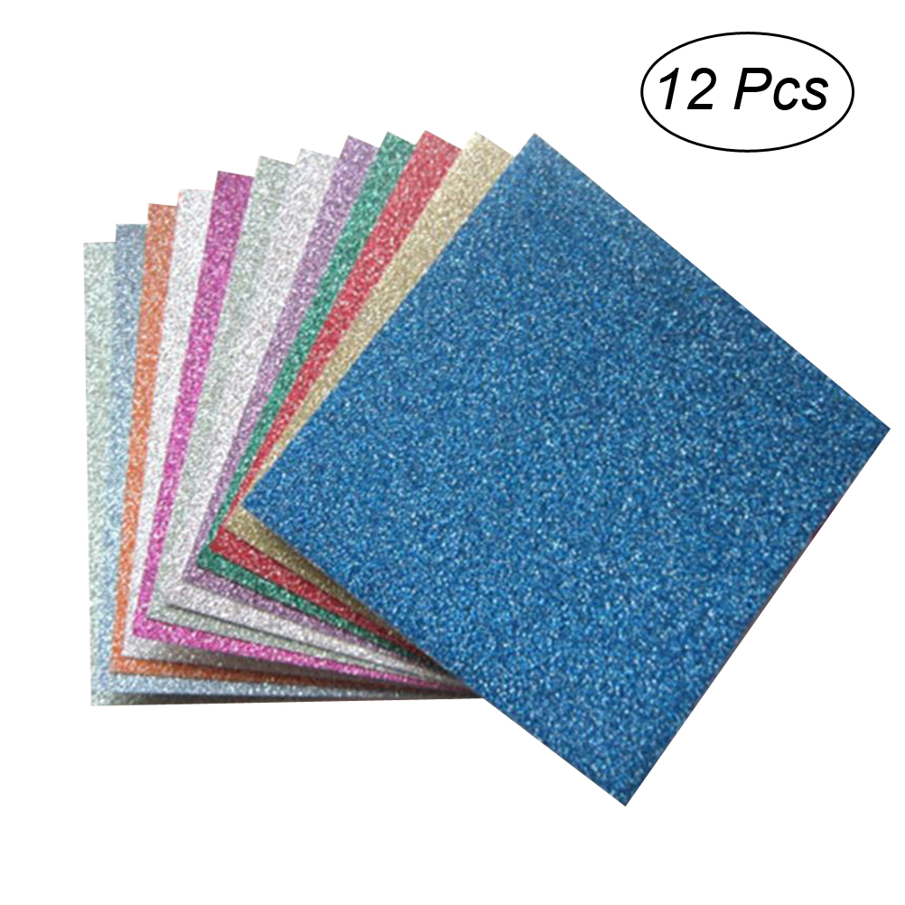 12 Sheets Glitter Origami Paper Square Sheets Vivid Colors for Arts and Crafts Projects